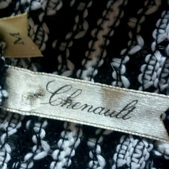 Chenault Cowl Neck Sweater Top Black White Medium Relaxed Long Sleeve Classic - Picture 6 of 9